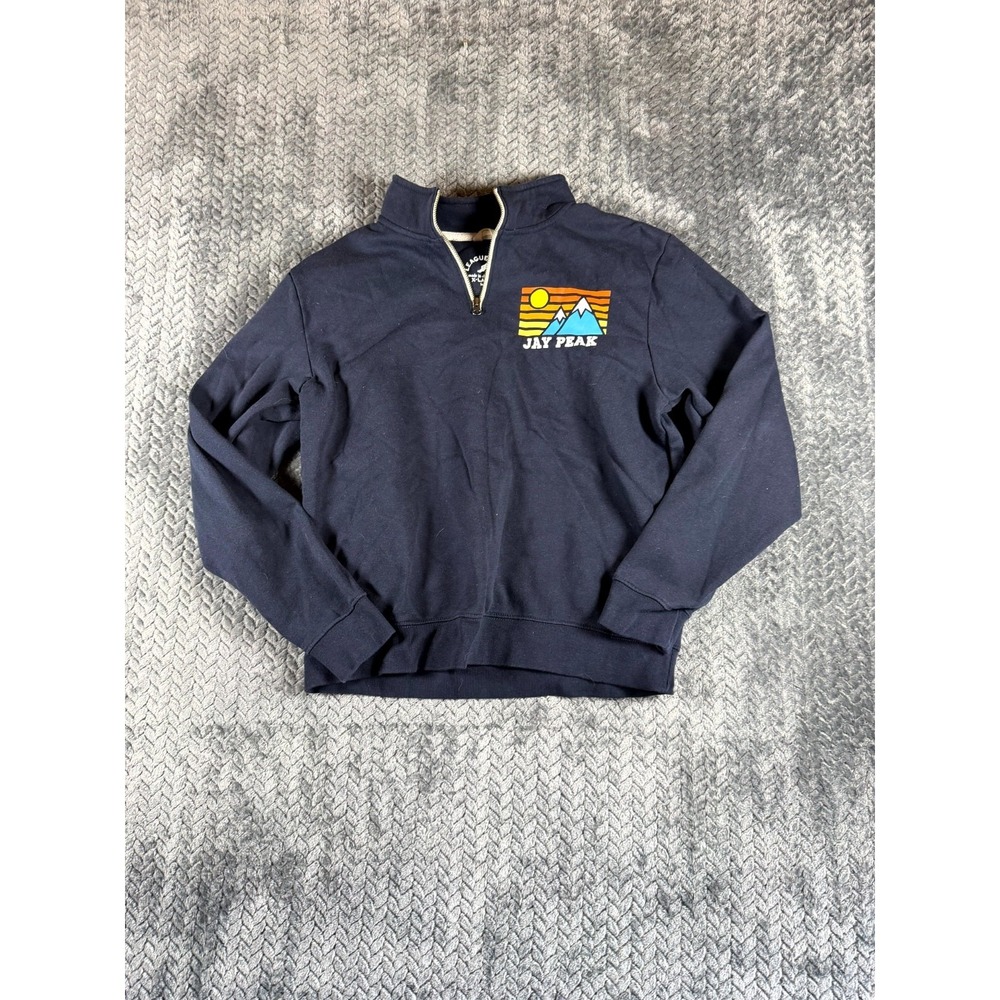 League Kids Sweatshirt Boys XL Blue Cotton Blend Jay Peak Resort Graphic 1/4 Zip